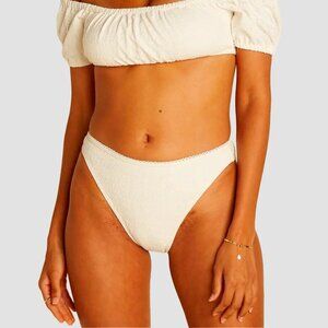 NWT Billabong X Wrangler Eye-Lit Your Fire Bikini Bottom In Cream Sz Med / 10